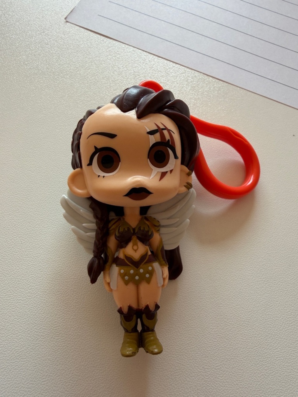 Winged Warrior Vinyl Keychain - Brown & White